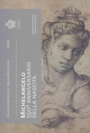 San Marino 2 Euro 2025 500e geboortedag Michelangelo in luxe blister