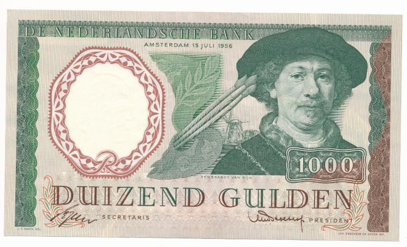 Nederland 1000 gulden 1956 Rembrandt Zeer fraai +