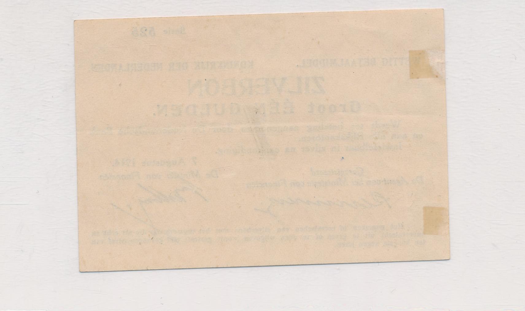 Nederland Zilverbon 1 gulden 1914 PMG 50 - Bild 4