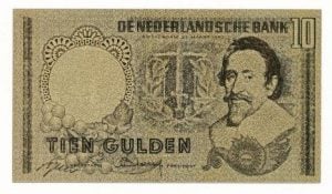 Nederland 10 gulden 1953 Hugo de Groot verguld