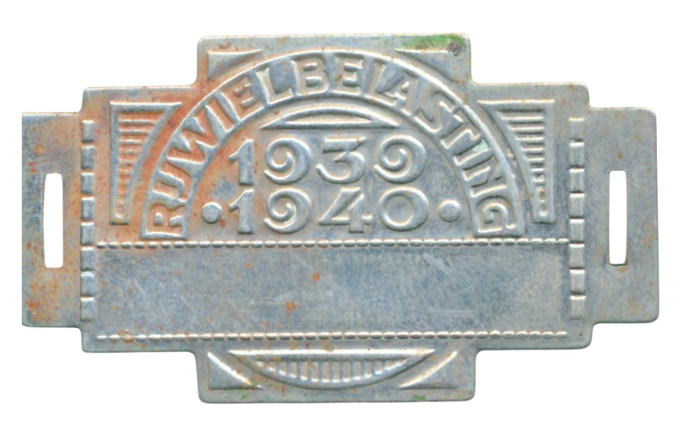Rijwielbelasting plaatje 1939-1940