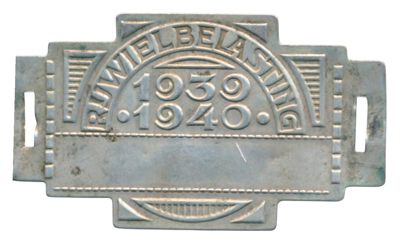 Rijwielbelasting plaatje 1939-1940