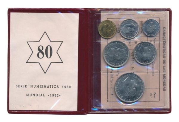 Spanje Pesetas muntset 1980 Spanje '82 FIFA World Cup serie in mapje