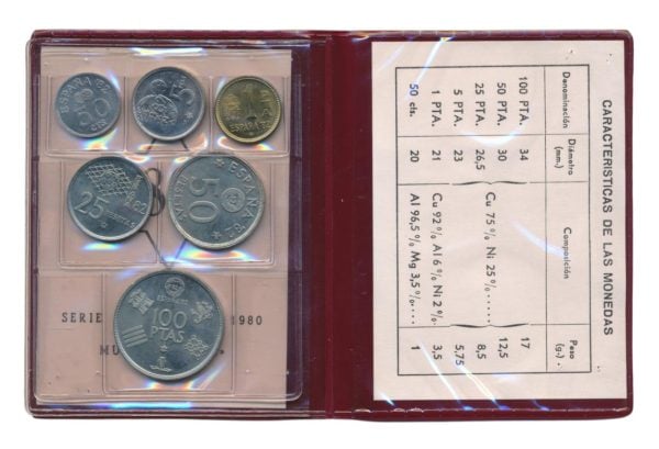Spanje Pesetas muntset 1980 Spanje '82 FIFA World Cup serie in mapje
