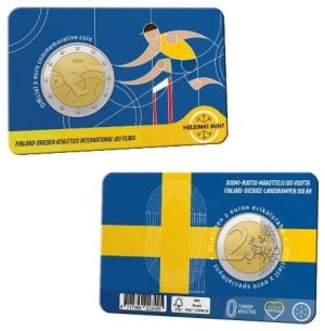 Finland 2 Euro 2025 Finland-Sweden Athletics International 100 years in coincard (ENG)
