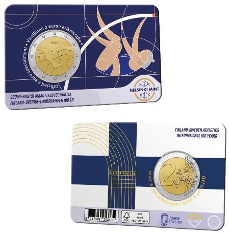 Finland 2 Euro 2025 Finland-Sweden Athletics International 100 years in coincard (FINS)