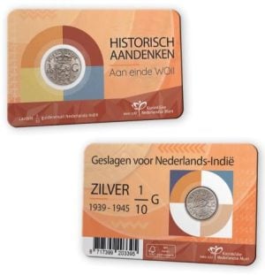 Nederland 1/10 Guldenmunt 1945 P Nederlands-Indië in coincard