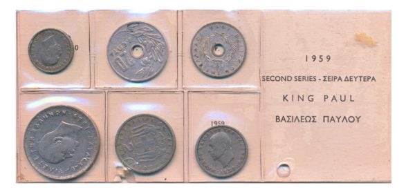 Griekenland Lepta & Drachmen muntset 1959 Koning Paul I