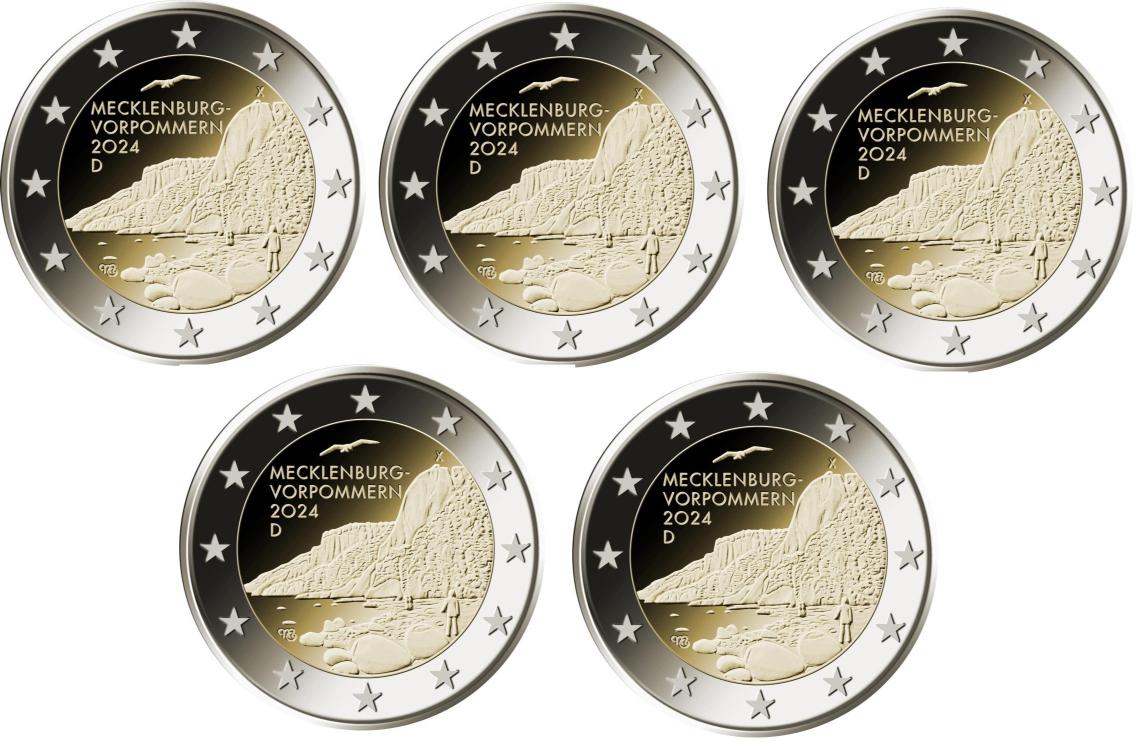 Duitsland 2 Euro-set 2024 (A-D-F-G-J) Mecklenburg-Vorpommern