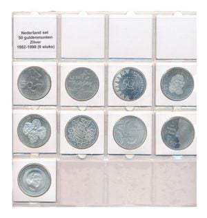 Nederland Set 50 Guldenmunten Zilver 1982-1998 (9 stuks)