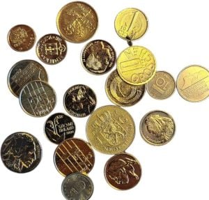 Wereldmunten partij 19 stuks verguld