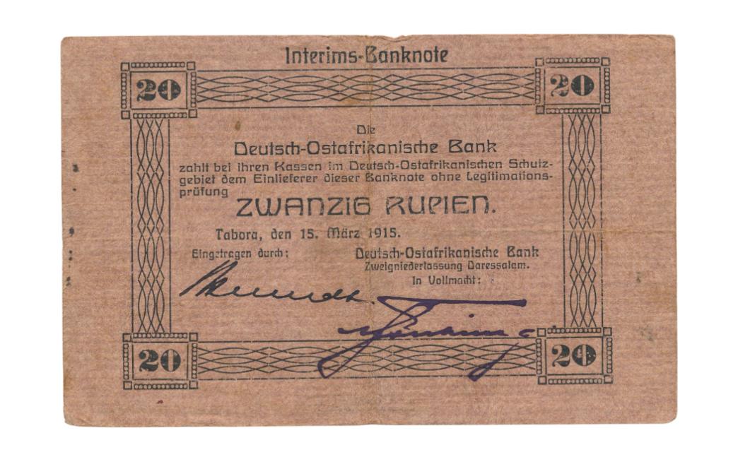 Duits Oost-Afrika 20 Rupien 1915 (Zeer fraai)