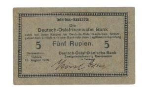 Duits Oost-Afrika 5 Rupien 1915