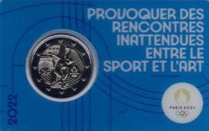 Frankrijk 2 Euro 2022 Olympische Spelen Parijs in coincard (blauw)