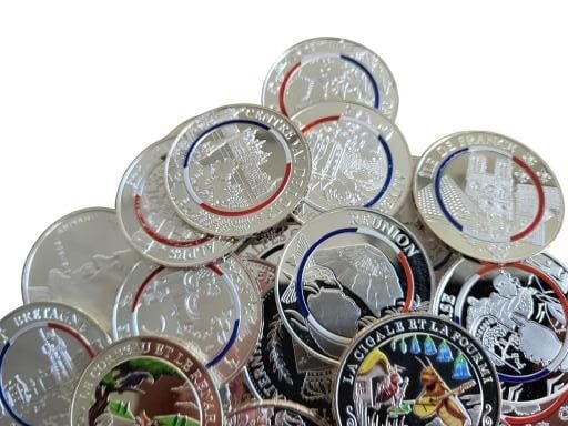 Leuk lot gekleurde zilveren penningen 32 stuks