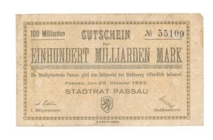 Passau (Duitsland) 100 miljard Mark 1923 Gutschein