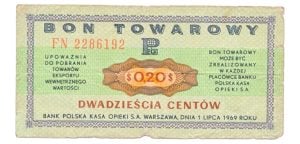Polen 20 Dollarcent bon 1969