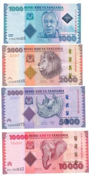 Tanzania Shilingi-biljettenset 2010-2025