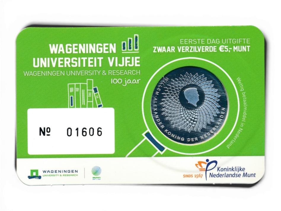 Nederland 5 euro 2018 Wageningen Universiteit Eerste Dag Uitgifte in coincard