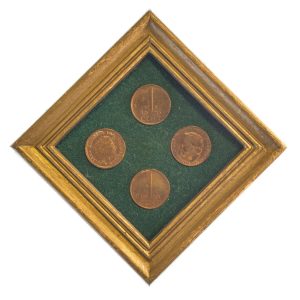 Ingelijste 1 Cent 1970 Wilhelmina & Juliana (4 stuks)