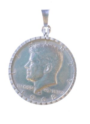Hanger ketting Kennedy half dollar 1968