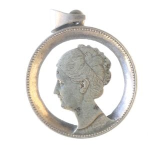 Hanger ketting uitgesneden 1 gulden 1931 Wilhelmina opgestoken haar