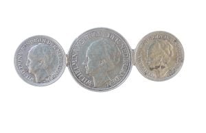 Broche 10 & 25 cent 1918 Wilhelmina opgestoken haar (3 stuks)