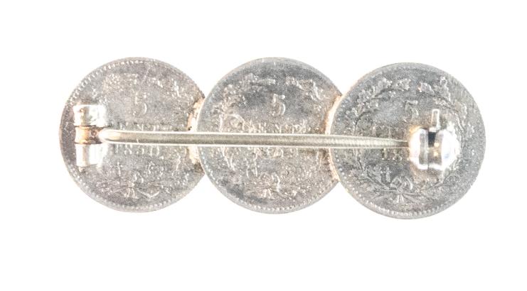 Speldje 5 centen Willem III (3 stuks)