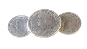 Speldje 10 & 25 cent 1918 Wilhelmina hermelijnen mantel (3 stuks)