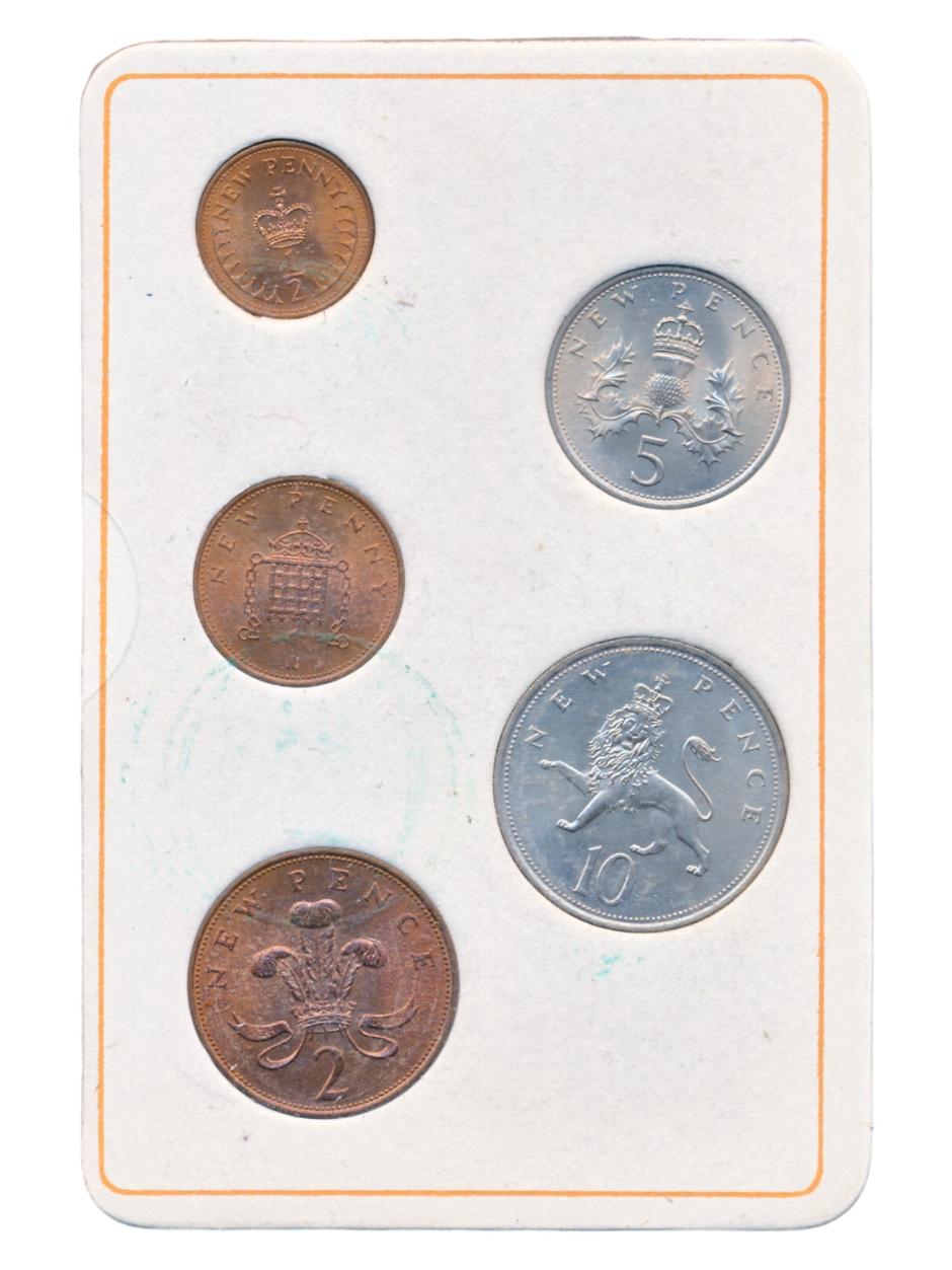 Verenigd Koninkrijk Nieuwe Pence/Penny 1971 Eerste decimale munten