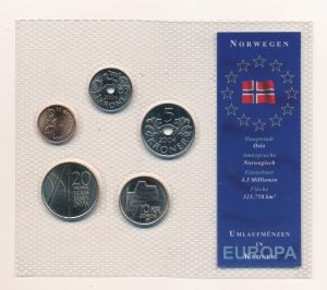 Noorwegen muntset Kroner 2004 in plastic verpakking