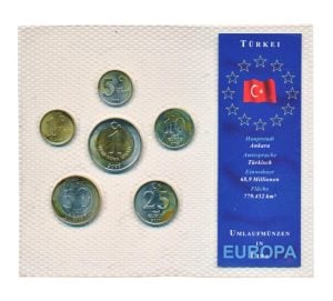 Turkije muntset Lira 2005 in plastic verpakking