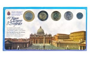 Vaticaanstad Lire-muntset Paus Johannes Paulus II met postzegels