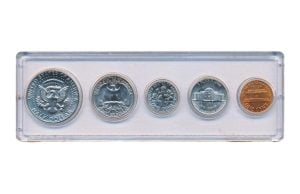 Verenigde Staten Dollarmunten 1977 set in plastic cassette