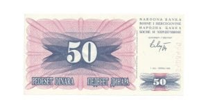 Bosnië en Herzegovina 50 dinars 1992