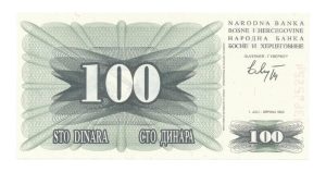 Bosnië en Herzegovina 100 dinars 1992