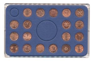 1 Eurocent-set 15 landen diverse jaren (19 stuks)