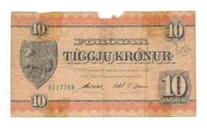 Faeröer Eilanden 10 Kronur 1949