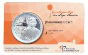 Nederland Jheronimus Bosch-penning in kleur in coincard