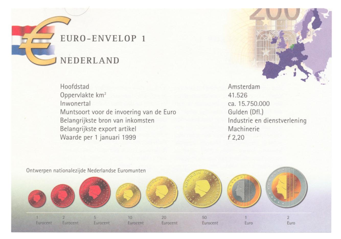Nederland PTT Post Euro envelop Nr 1