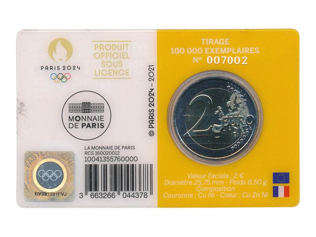Frankrijk 2 Euro 2021 Olympische Spelen Parijs in coincard (geel)
