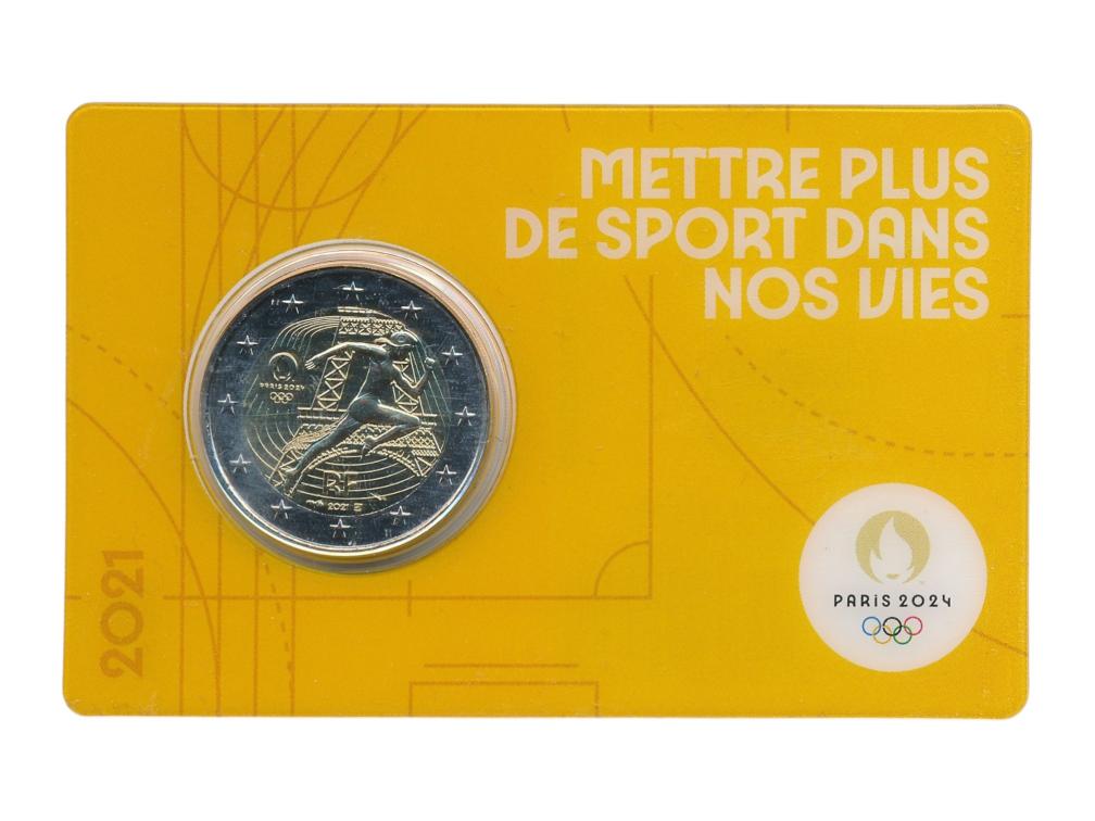 Frankrijk 2 Euro 2021 Olympische Spelen Parijs in coincard (geel)