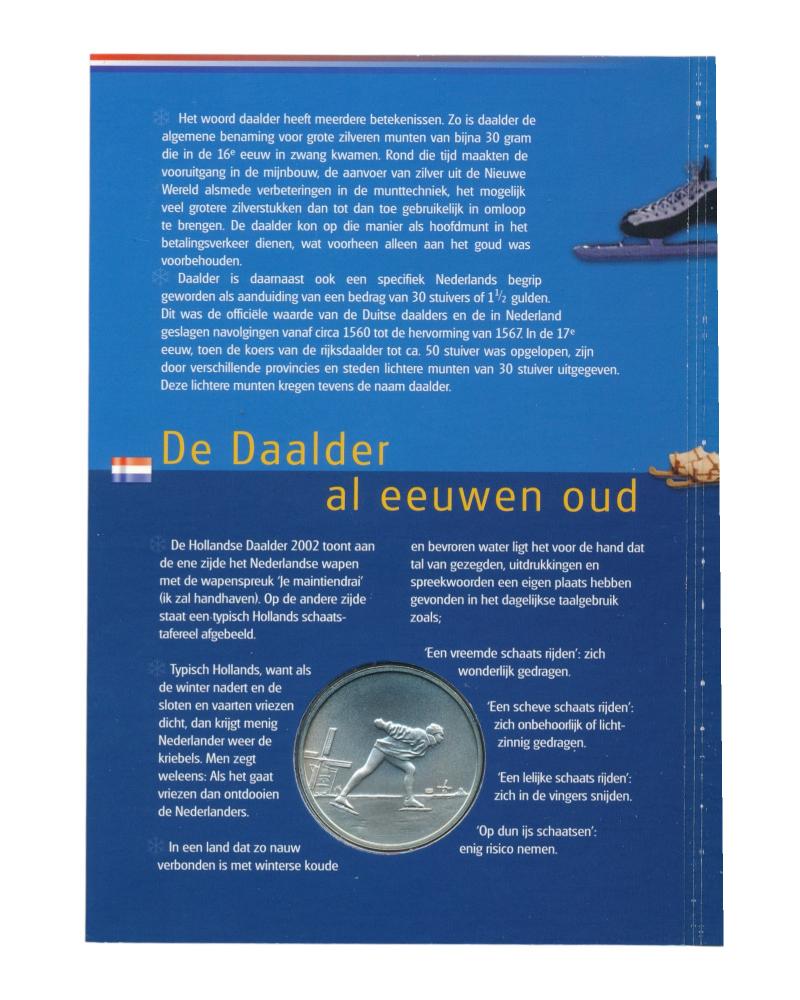 Nederland 1 Daalder 2002 Schaatser Zilver in blister