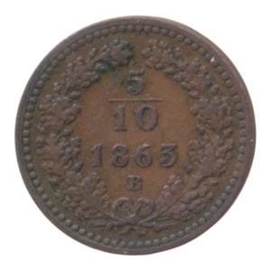 Oostenrijk 1/2 Kreuzer 1863 B