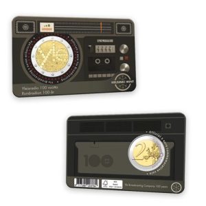 Finland 2 Euro 2026 100 jaar Yle (publieke omroep) in coincard (FINS)