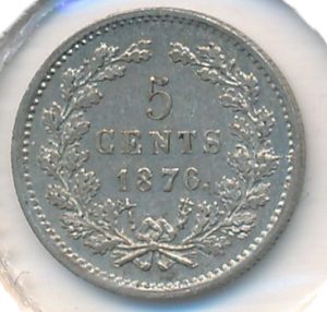 Nederland 5 Cent 1876 Willem III (Prachtig)