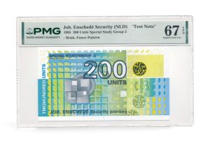 Nederland Test biljet 200 units Johan Enschede 1995 PMG67